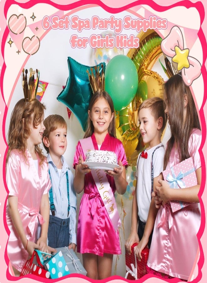 ZhouBoat 6 Set Girls Spa Party Supplies Kit 83 PCS Includes Satin Robes Headbands Slippers Nail Kit Masks Towel Brush Set for Birthday Sleepover Pink, Hot Pink Birthday Theme - Image 2